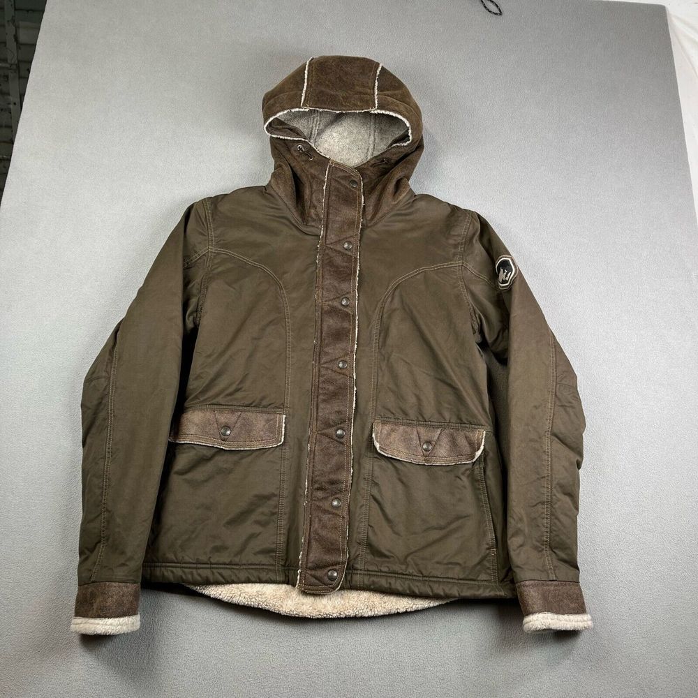 Kuhl Jacket Mens Large Projekt Arktik Hooded Fleece Lined Olive Brown Coat 2067 - Picture 3 of 14